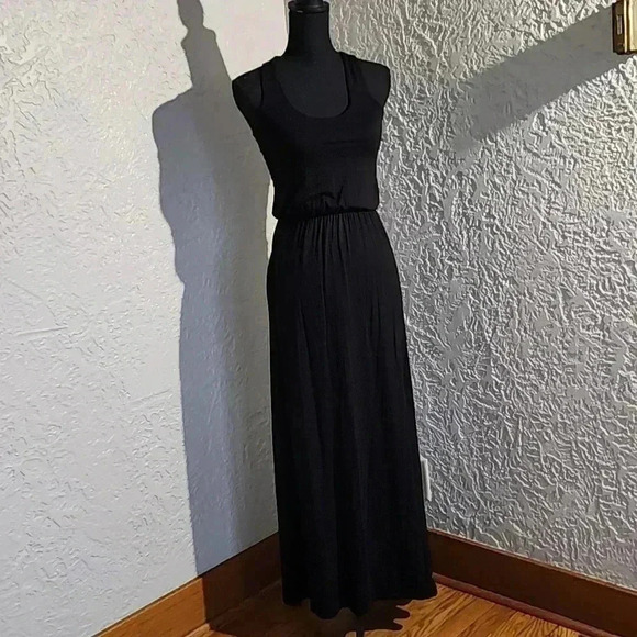 CASLON Sleeveless round neck tank maxi Dress 👗 black xx small - Picture 1 of 9